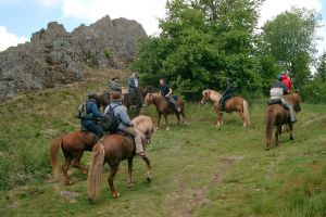 Wanderreiter planen ihre Tour von Reitstation zu Reitstation